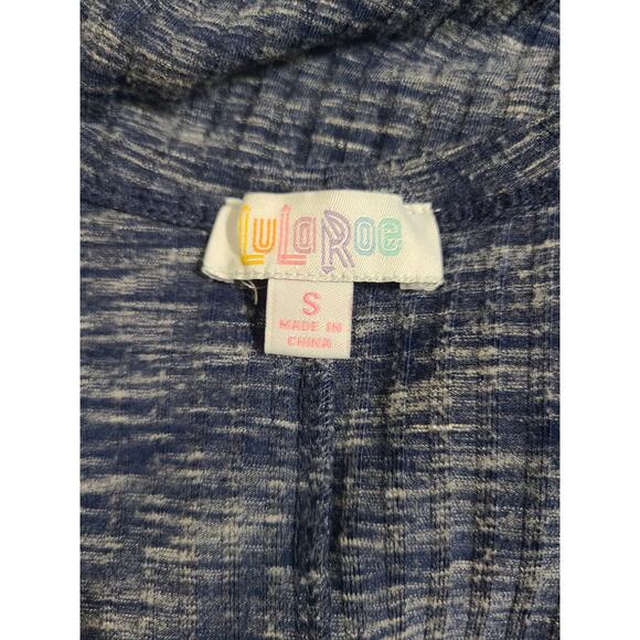 Lularoe small women's blue static print open front long sleeve cardigan - Picture 4 of 6